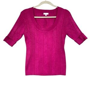 Vintage Currants Ribbed Scoop Neck Half Sleeve Womens Size XL Pink